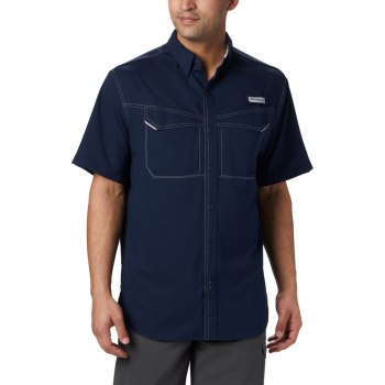 Columbia PFG Low Drag Offshore Short Sleeve, Camisa Azul Marino Para Hombre | 490621-SJZ